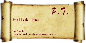 Poliak Tea névjegykártya